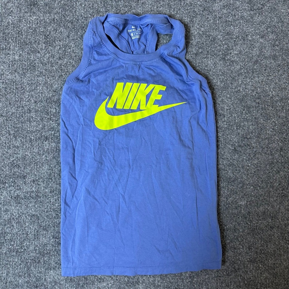 Nike Tank Top Womens Size XS Blue Neon Yellow Logo Racerback Athletic Workout